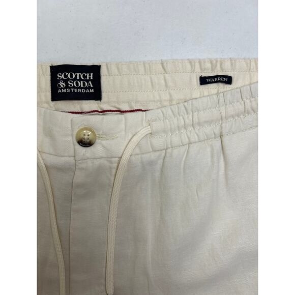 SCOTCH & SODA ESSENTIALS — WARREN COTTON-LINEN TWILL JOGGER. Off White Size 36 - Picture 5 of 7
